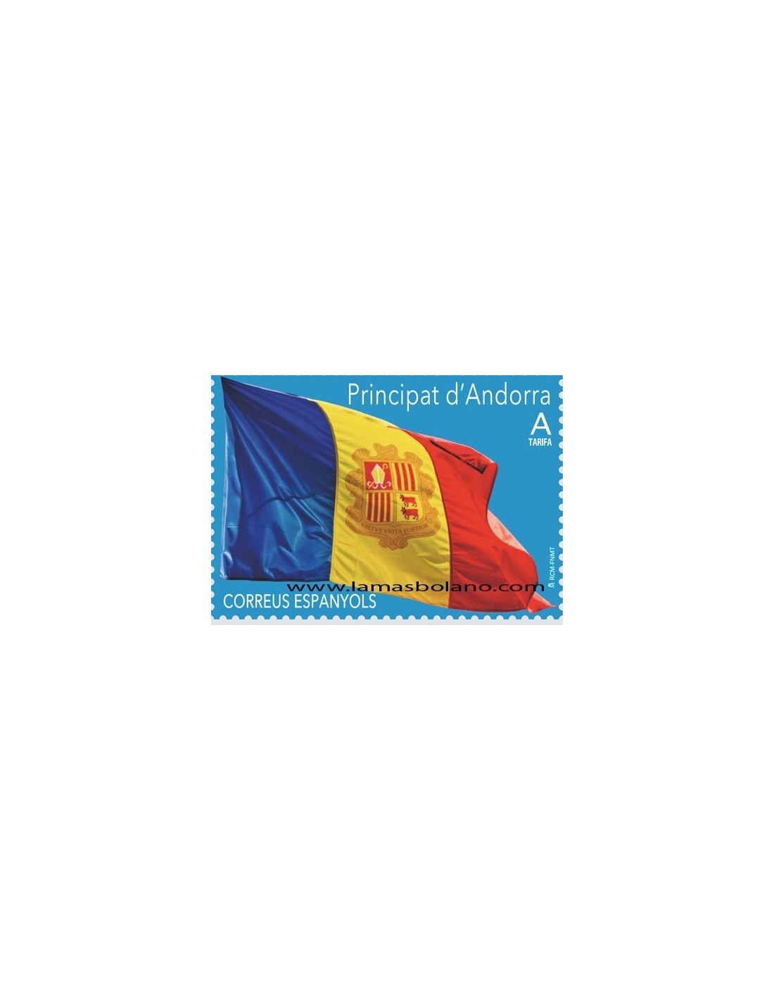 SELLOS ANDORRA ESPAÑOLA 2019 BANDERA DE ANDORRA SERIE BASICA 1 VALOR