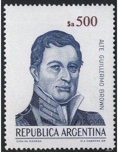 SELLOS DE ARGENTINA 1985 - ALMIRANTE GUILLERMO BROWN - 1 VALOR - CORREO