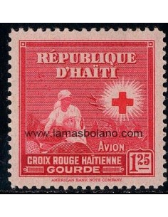 SELLOS HAITI 1945 - CRUZ ROJA DE HAITI - 1 VALOR FIJASELLO - AEREO