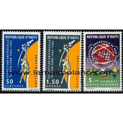 SELLOS HAITI 1965 - EXPOSICION INTERNACIONAL DE NUEVA YORK - 3 VALORES - AEREO