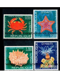 SELLOS GUINEA 1973 - FAUNA MARINA - 4 VALORES - AEREO