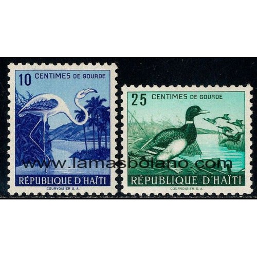 SELLOS HAITI 1956 - PUBLICIDAD PARA EL TURISMO. FLAMENCO Y COLVERT - 2 VALORES FIJASELLO - CORREO