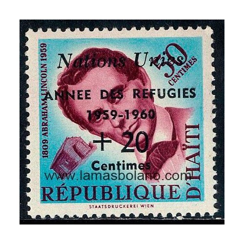 SELLOS HAITI 1959 - AÑO MUNDIAL DEL REFUGIADO - 1 VALOR SOBRECARGADO - CORREO