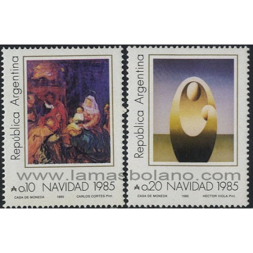 SELLOS DE ARGENTINA 1985 - NAVIDAD PINTURAS - 2 VALORES - CORREO