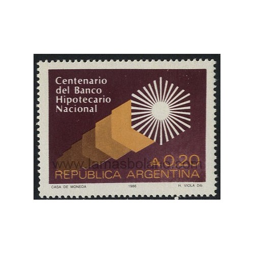 SELLOS DE ARGENTINA 1987 - CENTENARIO DEL BANCO HIPOTECARIO NACIONAL - 1 VALOR - CORREO