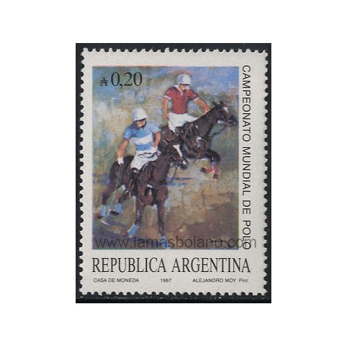 SELLOS DE ARGENTNINA 1987 - CAMPEONATO MUNDIAL DE POLO - 1 VALOR - CORREO