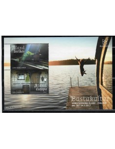 SELLOS ALAND 2017 - SAUNAS - 2 VALORES EN HOJITA BLOQUE 