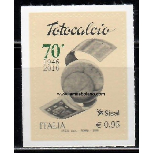 SELLOS ITALIA 2016 - TOTOCALCIO - 1 VALOR AUTOADHESIVO 