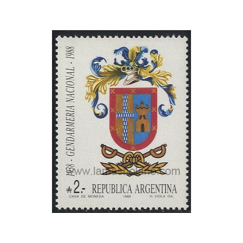 SELLOS DE ARGENTINA 1988 - GENDARMERIA NACIONAL CINCUENTENARIO - 1 VALOR - CORREO