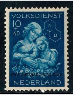 SELLOS HOLANDA 1944 - AYUDA DE INVIERNO Y AYUDA POPULAR - 1 VALOR FIJASELLO - CORREO