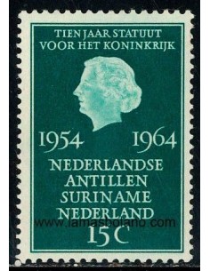 SELLOS HOLANDA 1964 - ESTATUTO DE DIEZ AÑOS PARA EL REINO - 1 VALOR - CORREO