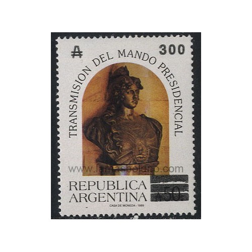 SELLOS DE ARGENTINA 1989 - TRANSMISION DEL MANDATO PRESIDENCIAL - 1 VALOR - CORREO