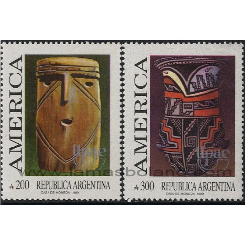 SELLOS DE ARGENTINA 1989 - UPAE SERIE AMERICA - 2 VALORES - CORREO