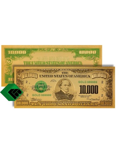 BILLETE 10000 DOLARES ESTADOS UNIDOS CHASE EN ORO PURO 24 KILATES "GOLD FOIL"