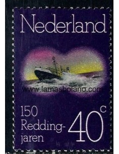 SELLOS HOLANDA 1974 - CREACION DE COMPAÑIAS DE SALVAMENTO MARITIMO 150 ANIVERSARIO - 1 VALOR - CORREO