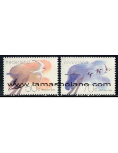 SELLOS HOLANDA 1982 - EL MAR DE WADDEN PAJAROS DE LAS REGIONES - 2 VALORES - CORREO