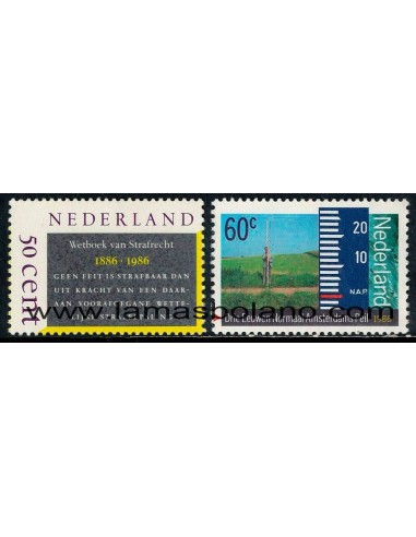 SELLOS HOLANDA 1986 - ANIVERSARIOS - 2 VALORES - CORREO