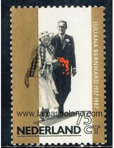 SELLOS HOLANDA 1987 - BODAS DE ORO DE LA PRINCESA JULIANA Y EL PRINCIPE BERNHARD - 1 VALOR - CORREO