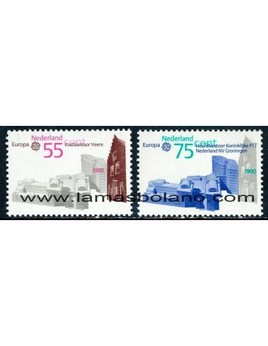 SELLOS HOLANDA 1990 - EUROPA CEPT EDIFICIOS POSTALES - 2 VALORES - CORREO