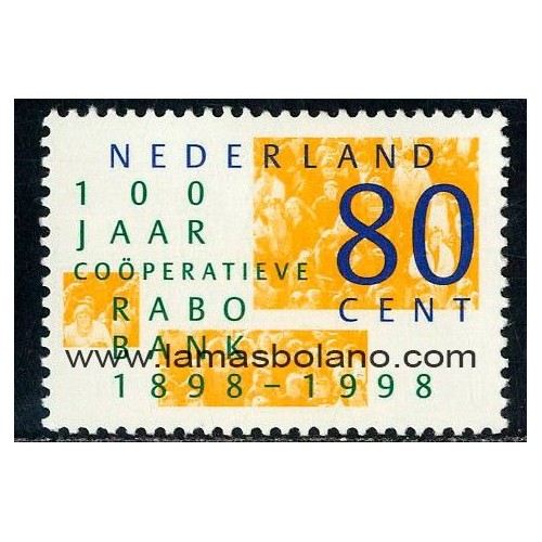 SELLOS HOLANDA 1998 - BANCA COOPERATIVA RABOBANK CENTENARIO - 1 VALOR - CORREO