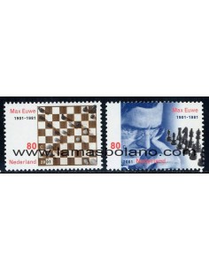 SELLOS HOLANDA 2001 - MAX EUWE CAMPEON DE AJEDREZ CENTENARIO DEL NACIMIENTO - 2 VALORES - CORREO