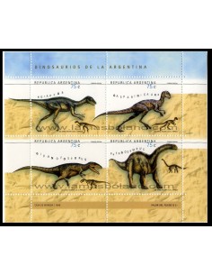 SELLOS DE ARGENTINA 1998 - DINOSAURIOS DE ARGENTINA FAUNA PREHISTORICA - 4 VALORES - CORREO