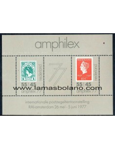 SELLOS HOLANDA 1977 - AMPHILEX 77 EXPOSICION FILATELICA INTERNACIONAL - HOJITA BLOQUE
