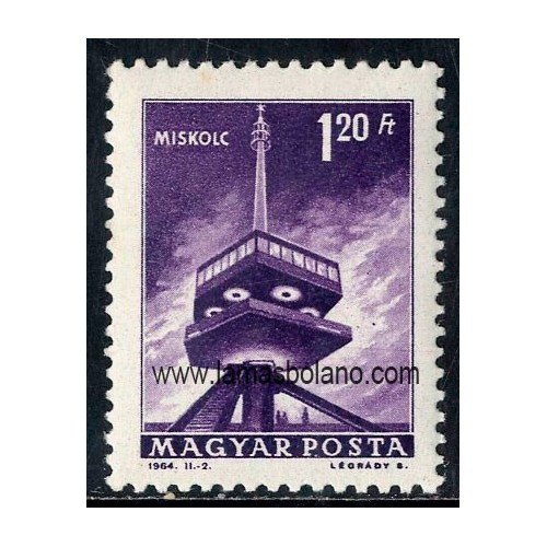 SELLOS HUNGRIA 1963 - TORRE RADIO DE MISKOLE - 1 VALOR - CORREO