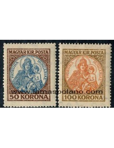 SELLOS HUNGRIA 1921 - MADONA Y NIÑO - 2 VALORES - CORREO
