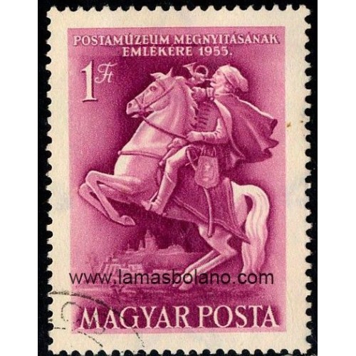 SELLOS HUNGRIA 1955 - INAUGURACION DEL MUSEO POSTAL 25 ANIVERSARIO - 1 VALOR MATASELLADO - CORREO