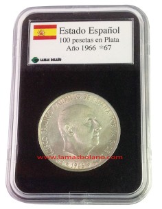 MONEDA ESPAÑA 1967 - 1966 * 67 MONEDA FRANCO 100  PESETAS PLATA CON ESTUCHE INVIOLABLE
