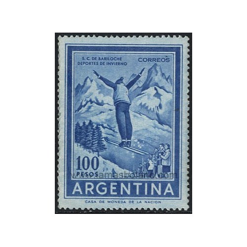 SELLOS DE ARGENTINA 1959 - DEPORTES DE INVIERNO SAN CARLOS DE BARILOCHE - 1 VALOR - CORREO