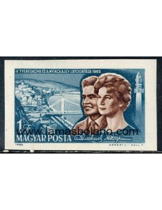 SELLOS HUNGRIA 1965 - VISITA DE LA PAREJA DEL ESPACIO - 1 VALOR SIN DENTAR - CORREO