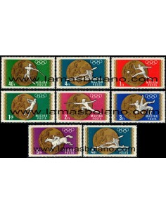 SELLOS HUNGRIA 1969 - MEDALLAS DE ORO DE LA OLIMPIADA DE MEXICO - 8 VALORES - CORREO