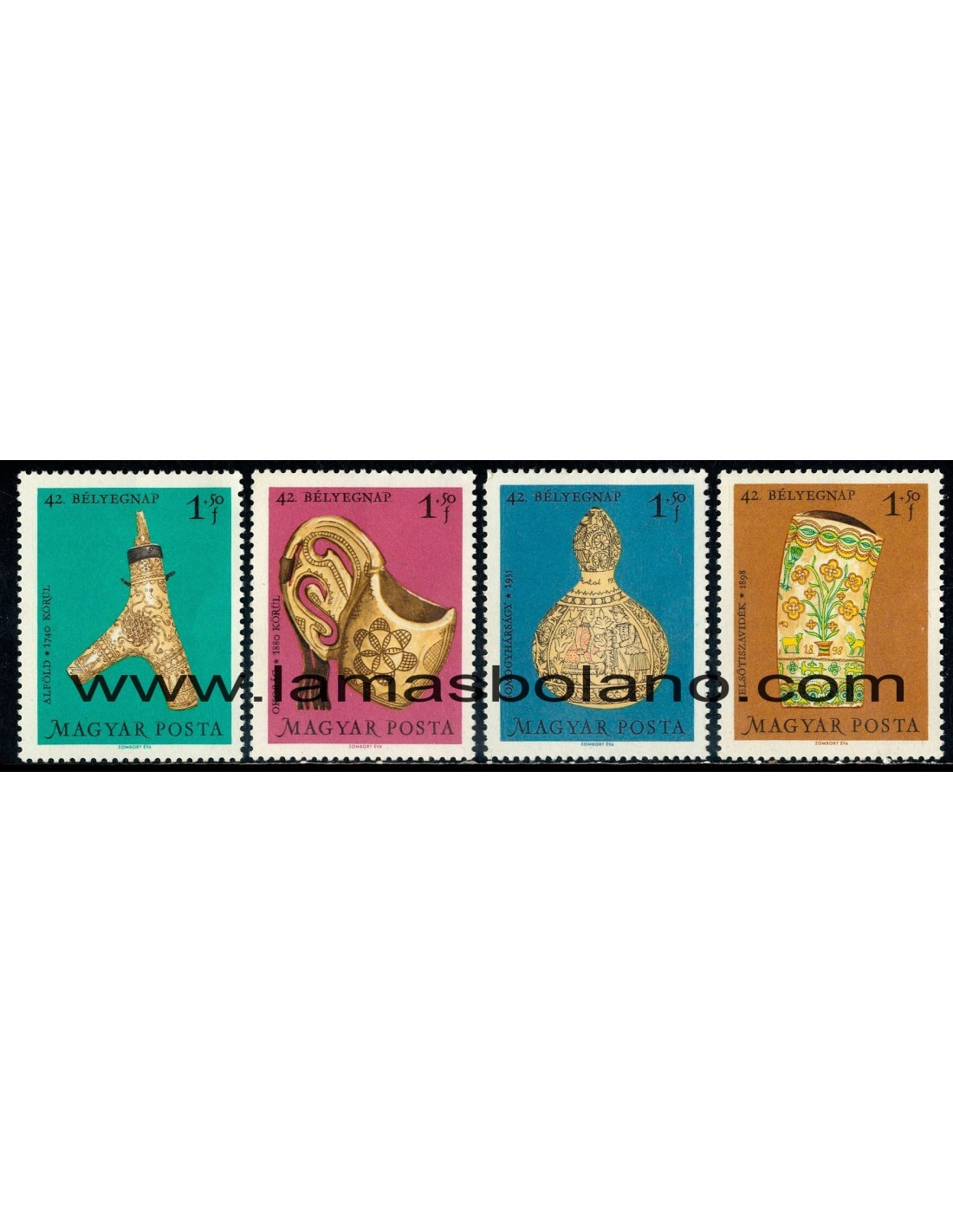 SELLOS HUNGRIA 1969 ALFARERIA 42 DIA DEL SELLO 4 VALORES CORREO