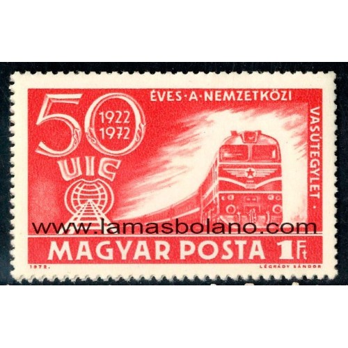 SELLOS HUNGRIA 1972 - UNION INTERNACIONAL DE FERROCARRILES 50 ANIVERSARIO - 1 VALOR - CORREO