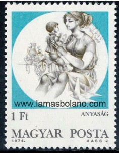 SELLOS HUNGRIA 1974 - MATERNIDAD. DIBUJO DE JANES KASS - 1 VALOR - CORREO
