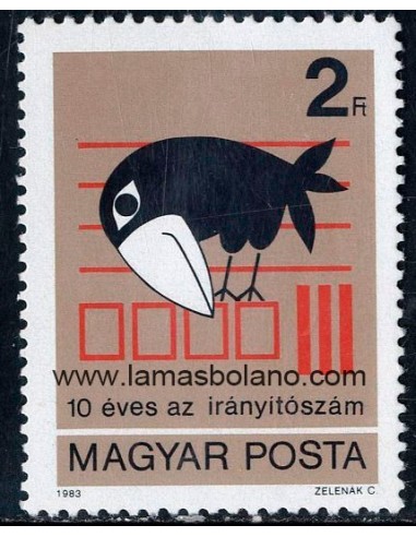 SELLOS HUNGRIA 1983 - PUESTA EN SERVICIO DEL CODIGO POSTAL 10 ANIVERSARIO - 1 VALOR - CORREO