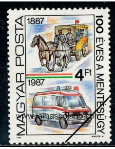 SELLOS HUNGRIA 1987 - SOCIEDAD DE SOCORRO CENTENARIO - 1 VALOR MATASELLADO GOMA ORIGINAL - CORREO