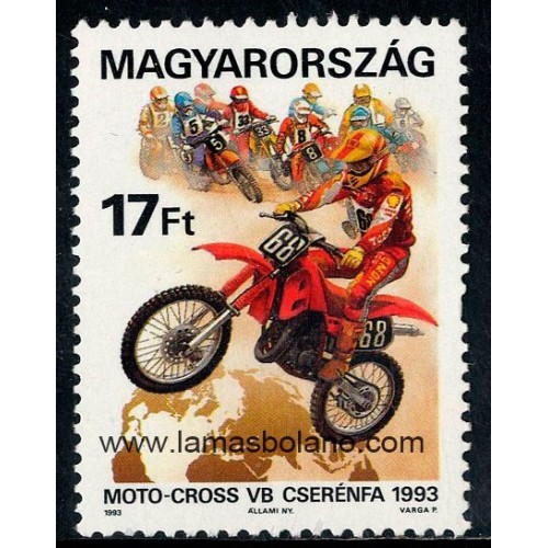 SELLOS HUNGRIA 1993 - CAMPEONATO DEL MUNDO DE MOTOCROSSEN CSERENFA - 1 VALOR - CORREO