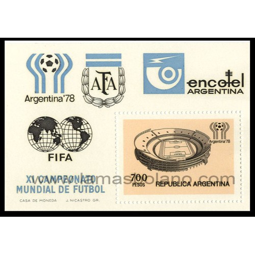 SELLOS DE ARGENTINA 1978 - CAMPEONATO MUNDIAL DE FUTBOL ARGENTINA 78 - HOJITA BLOQUE MATASELLO 29 ABRIL 1982