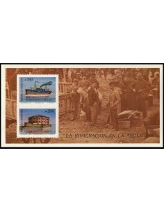 SELLOS DE ARGENTINA 1989 - LA INMIGRACION EN ARGENTINA - HOJITA BLOQUE
