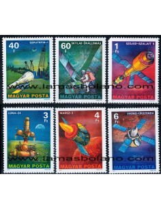 SELLOS HUNGRIA 1977 - INVESTIGACIONES DEL ESPACIO - 6 VALORES - CORREO