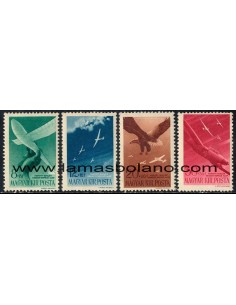 SELLOS HUNGRIA 1943 - PARA LA FUNDACION AEREA HORTHY. PLANEADORES - 4 VALORES - AEREO