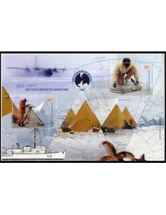 SELLOS DE ARGENTINA 2001 - INSTITUTO ANTARTICO ARGENTINO CINCUENTENARIO - HOJITA BLOQUE