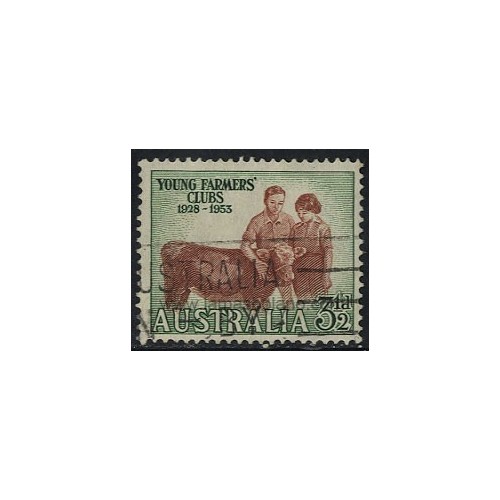 SELLOS DE AUSTRALIA 1953 - CLUB DE JOVENES AGRICULTORES 25 ANIVERSARIO DE SU FUNDACION  - 1 VALOR MATASELLADO - CORREO
