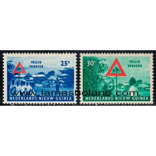 SELLOS NUEVA GUINEA NEERLANDESA 1962 - TRAFICO VIAL - 2 VALORES - CORREO