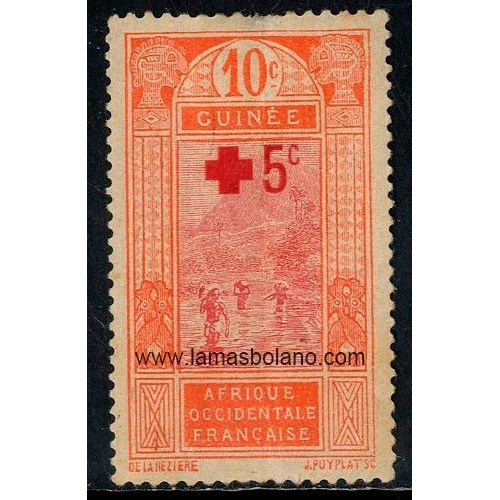 SELLOS GUINEA FRANCESA 1915 - A BENEFICIO DE LA CRUZ ROJA - 1 VALOR * FIJASELLO SOBRECARGADO - CORREO
