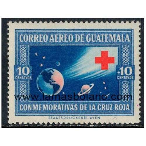 SELLOS GUATEMALA 1960 - CONMEMORATIVO DE LA CRUZ ROJA - 1 VALOR FIJASELLO - AEREO