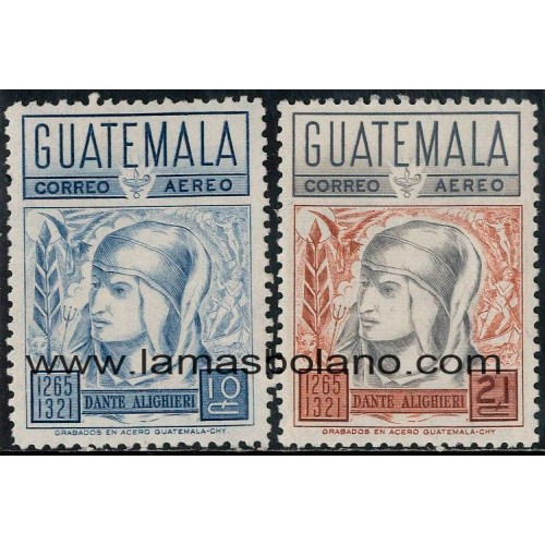 SELLOS GUATEMALA 1969 - DANTE ALIGHIERI - 2 VALORES - AEREO